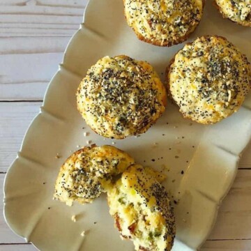 Jalapeno, Corn & Bacon Muffins on a tray.