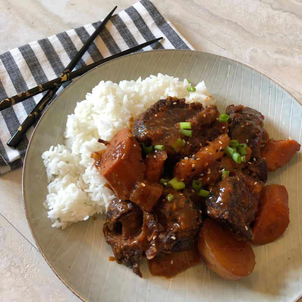 Slow Cooker Galbi Jjim (Korean Short Ribs) with Rice