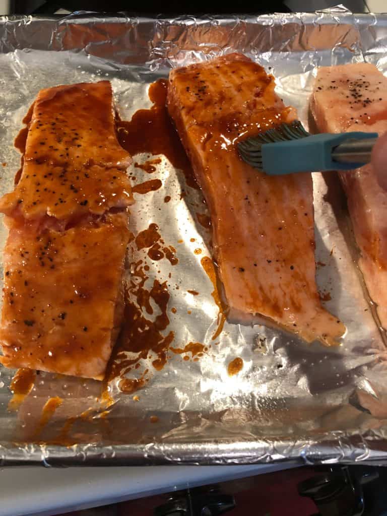 glazing salmon with gochujang