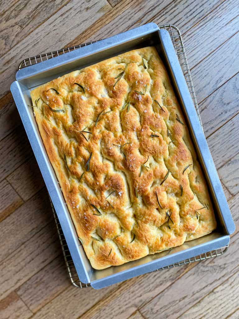 A 13X9 pan of Rosemary-Garlic Focaccia Bread