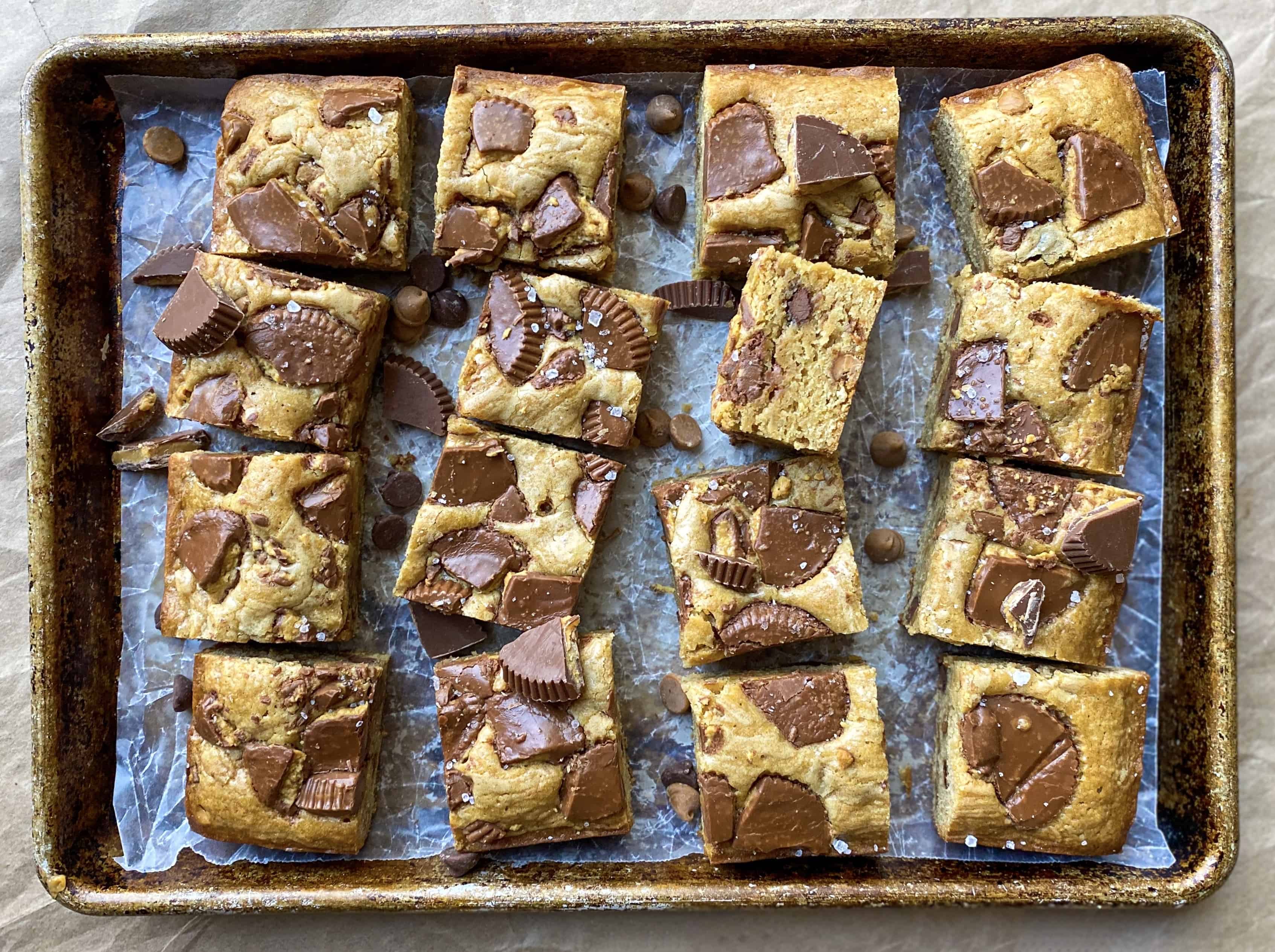 Peanut Butter Blondies with Reese's Peanut Butter Cups