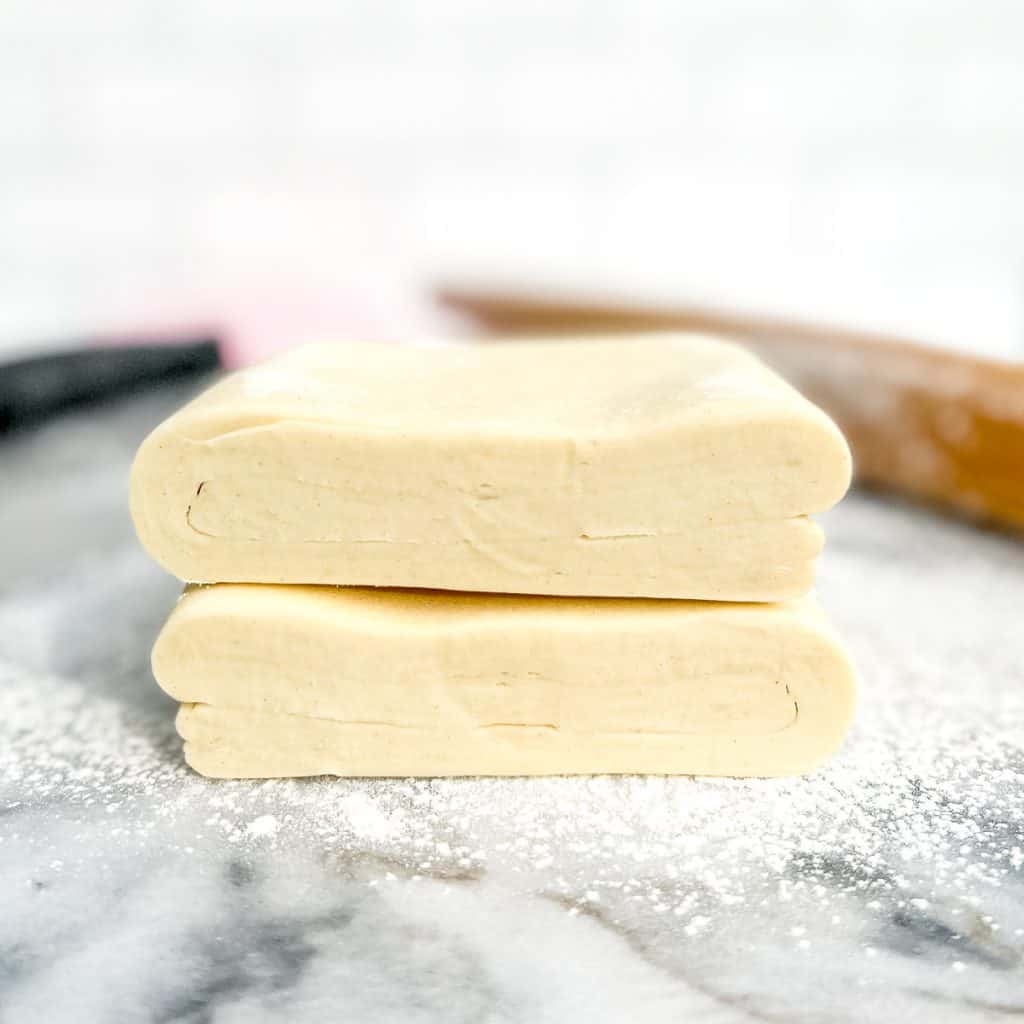 Cut view of Simple Rough Puff Pastry, showing the internal layers.