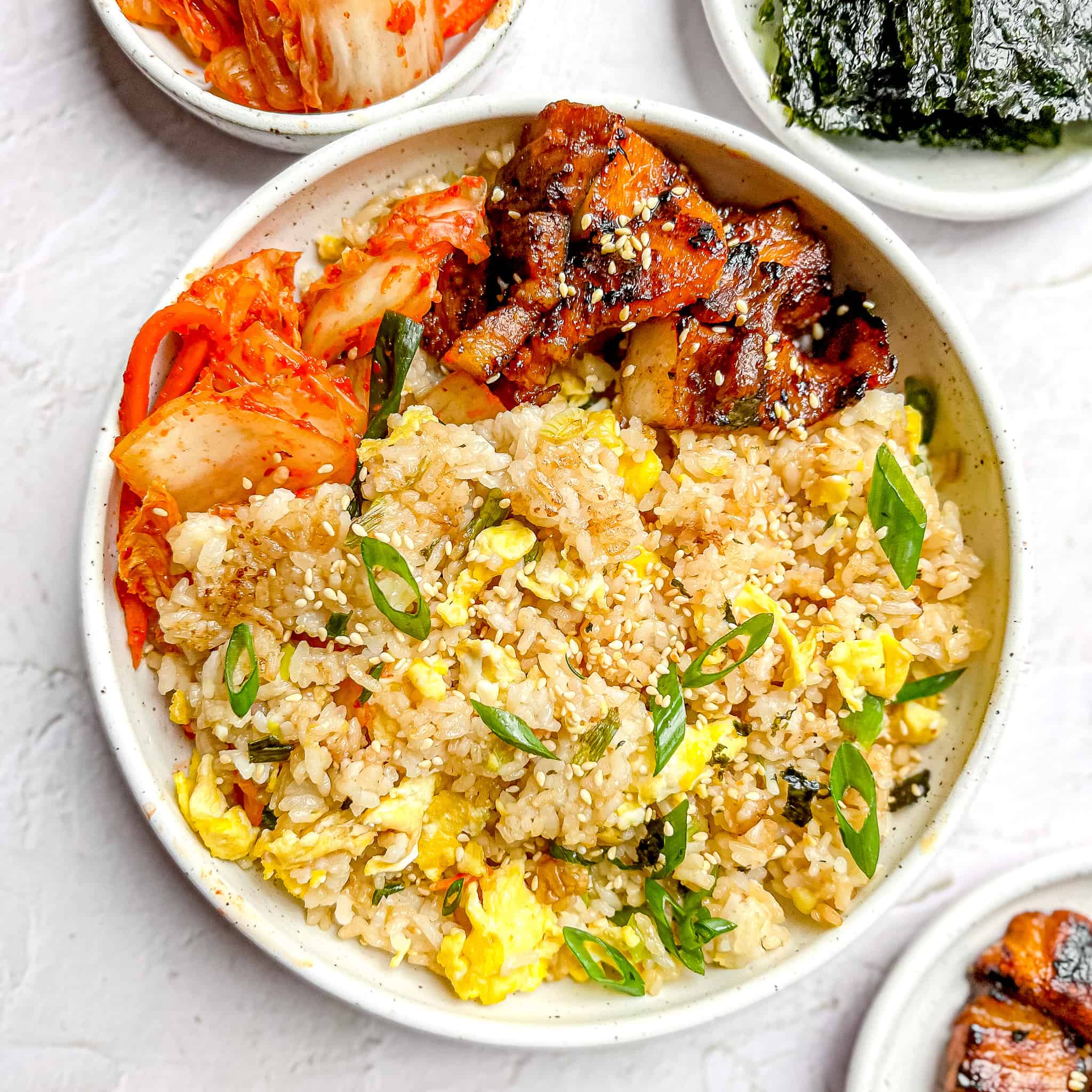 Gyeran Bokkeumbap with Pork Belly (Korean Egg Fried Rice)