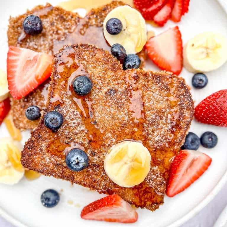 Cinnamon Toast Crunch French Toast on a white plate.