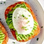 top view of hash brown avocado toast.