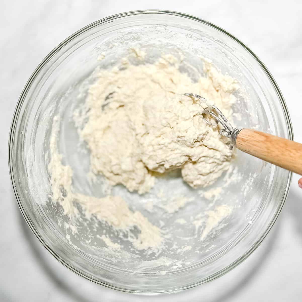 mixing no knead dough.