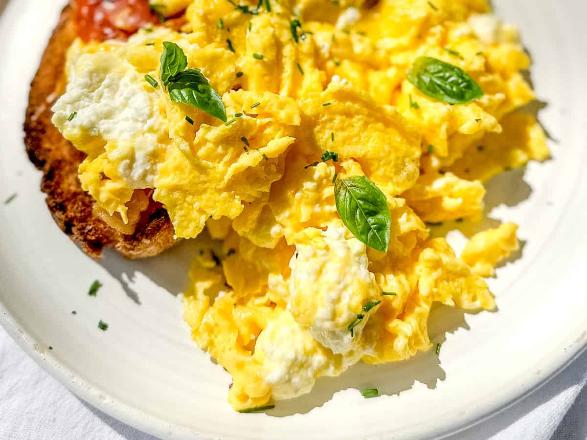 Creamy ricotta scrambled eggs.