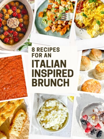 Pinterest image of 8 recipes for an italian inspired brunch.