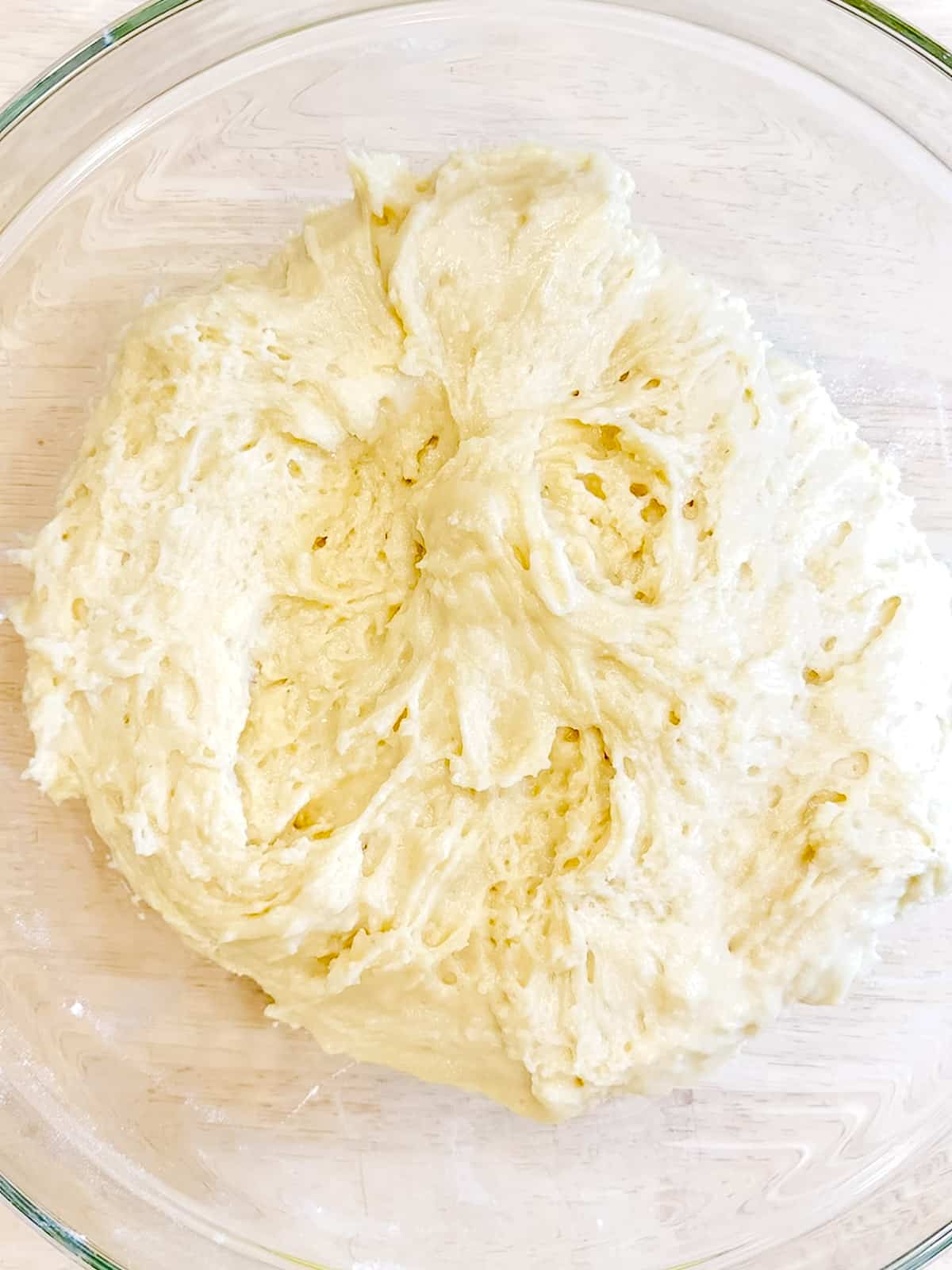 Mixed buttermilk donut dough.