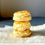 Stack of cream biscuits.