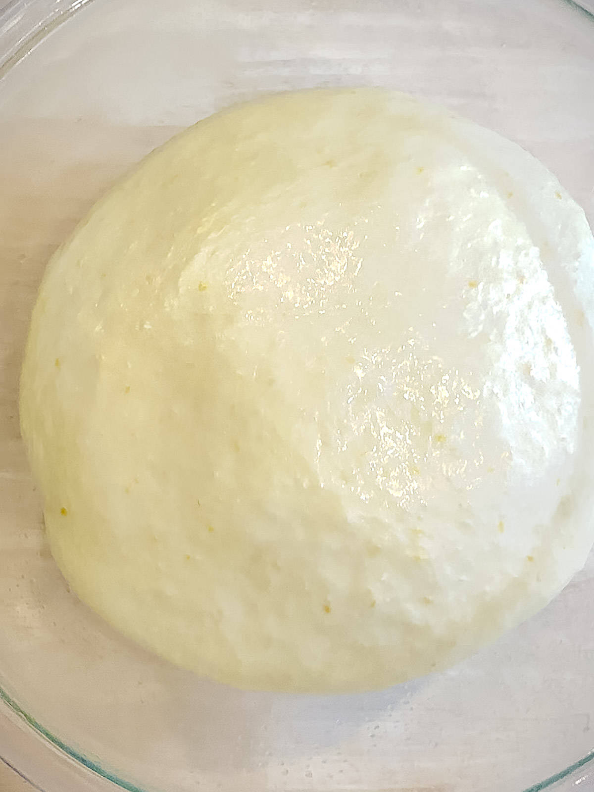 Cinnamon roll dough after rising for two hours.