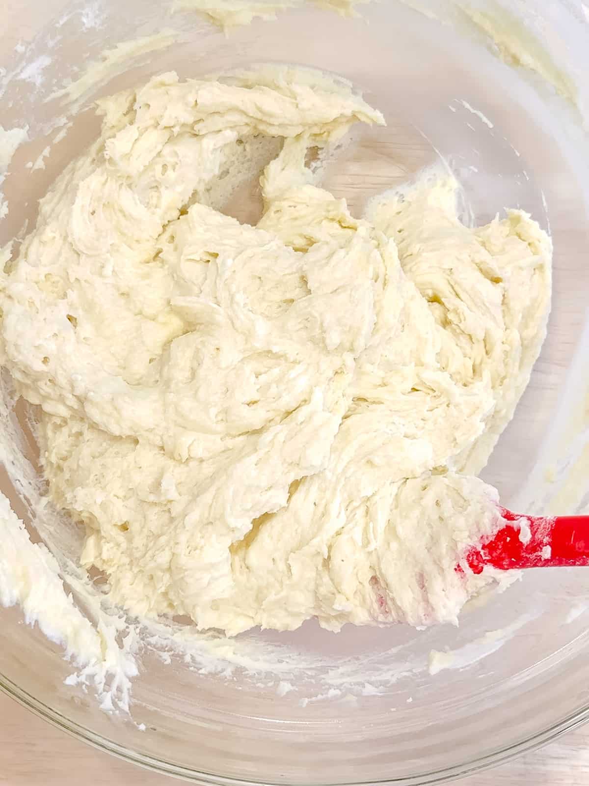 Mixing muffin batter.