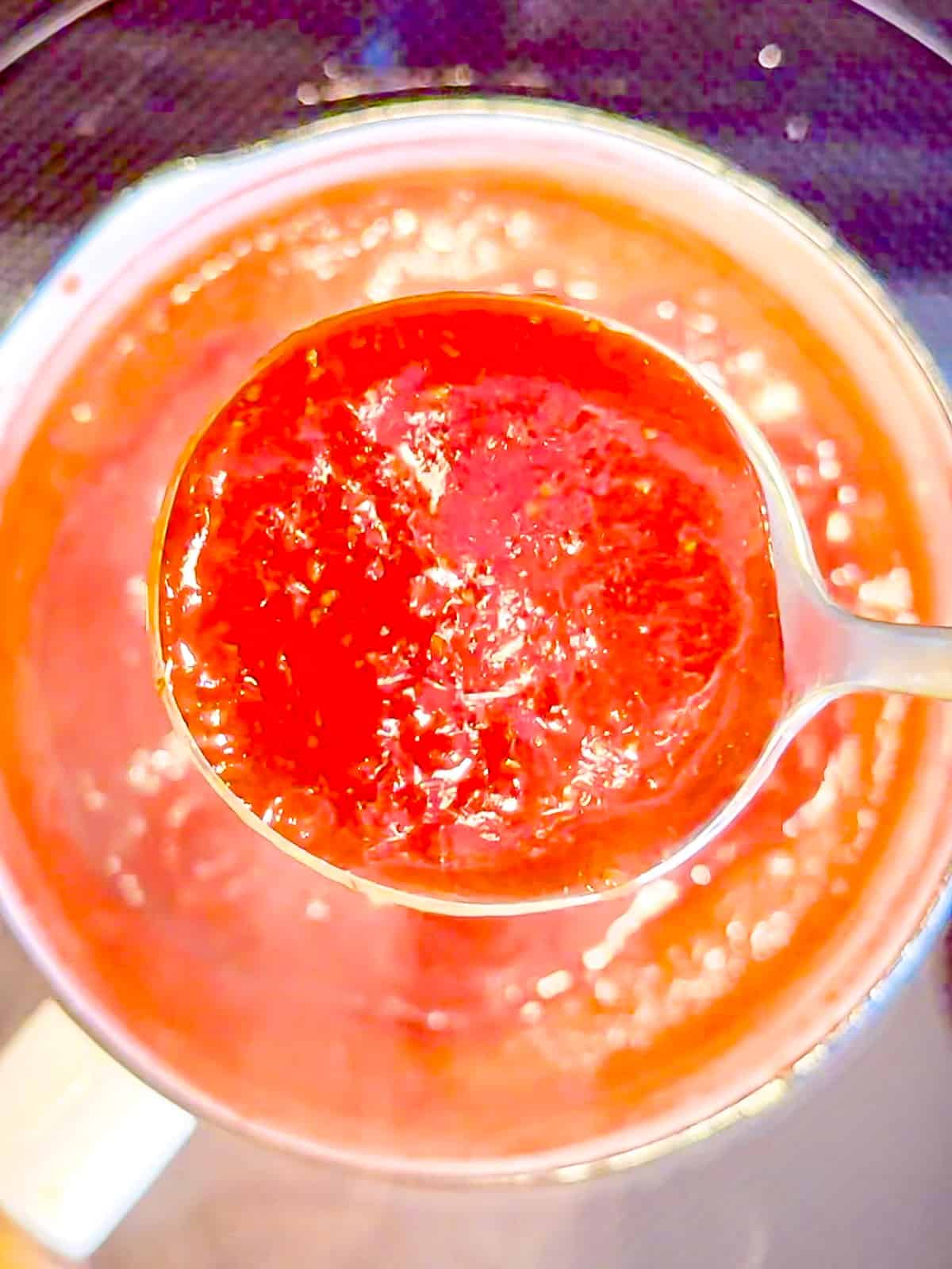Finished strawberry sauce.