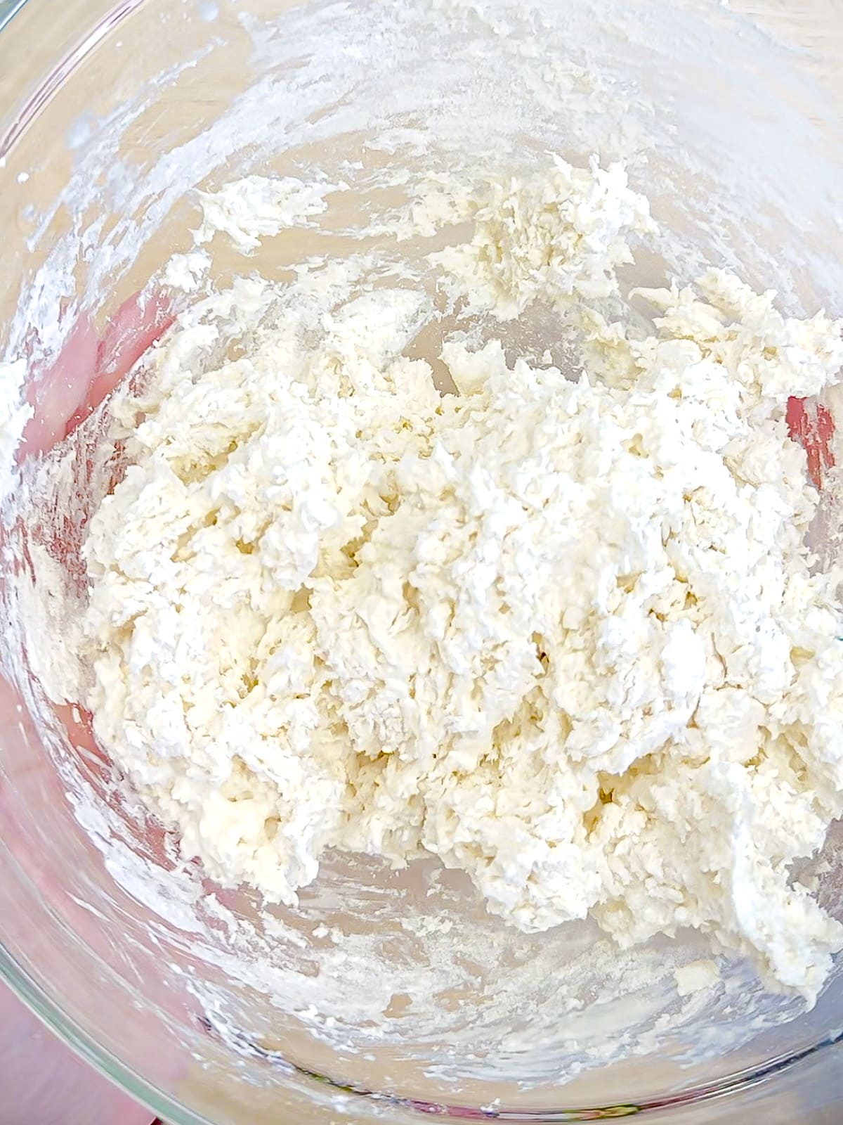 Texture of biscuit dough for drop biscuits.