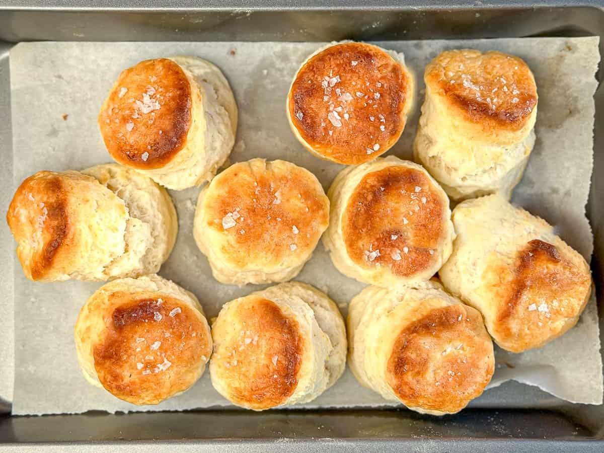 Baking tray filled with two ingredient biscuits.