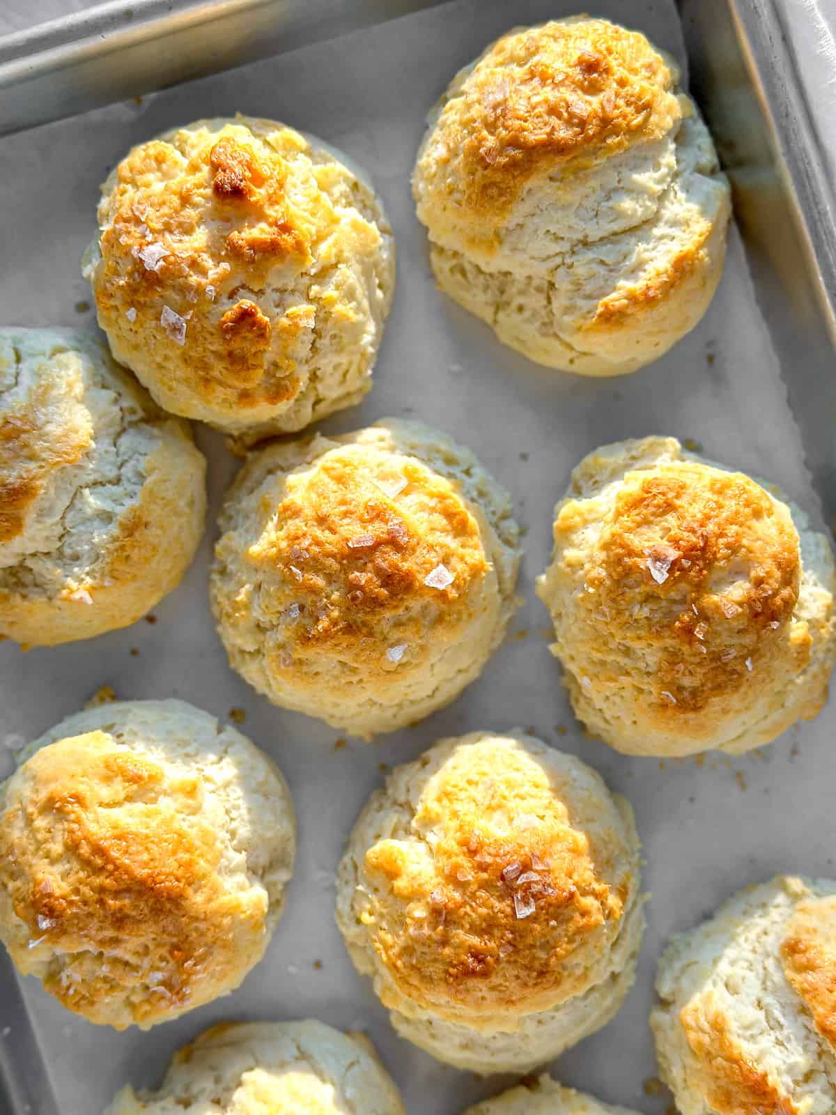 Baked drop biscuits made with self rising flour and heavy cream.