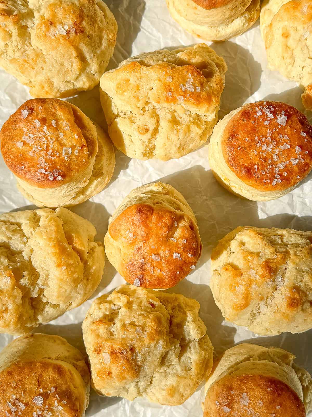 Two ingredient biscuits on parchment paper.