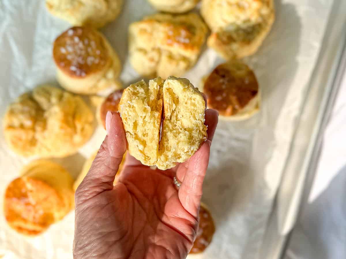 Two ingredient drop biscuit in the author's hand.