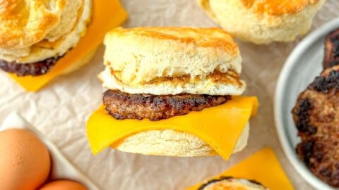 Sausage Egg and Cheese Biscuit Sandwiches