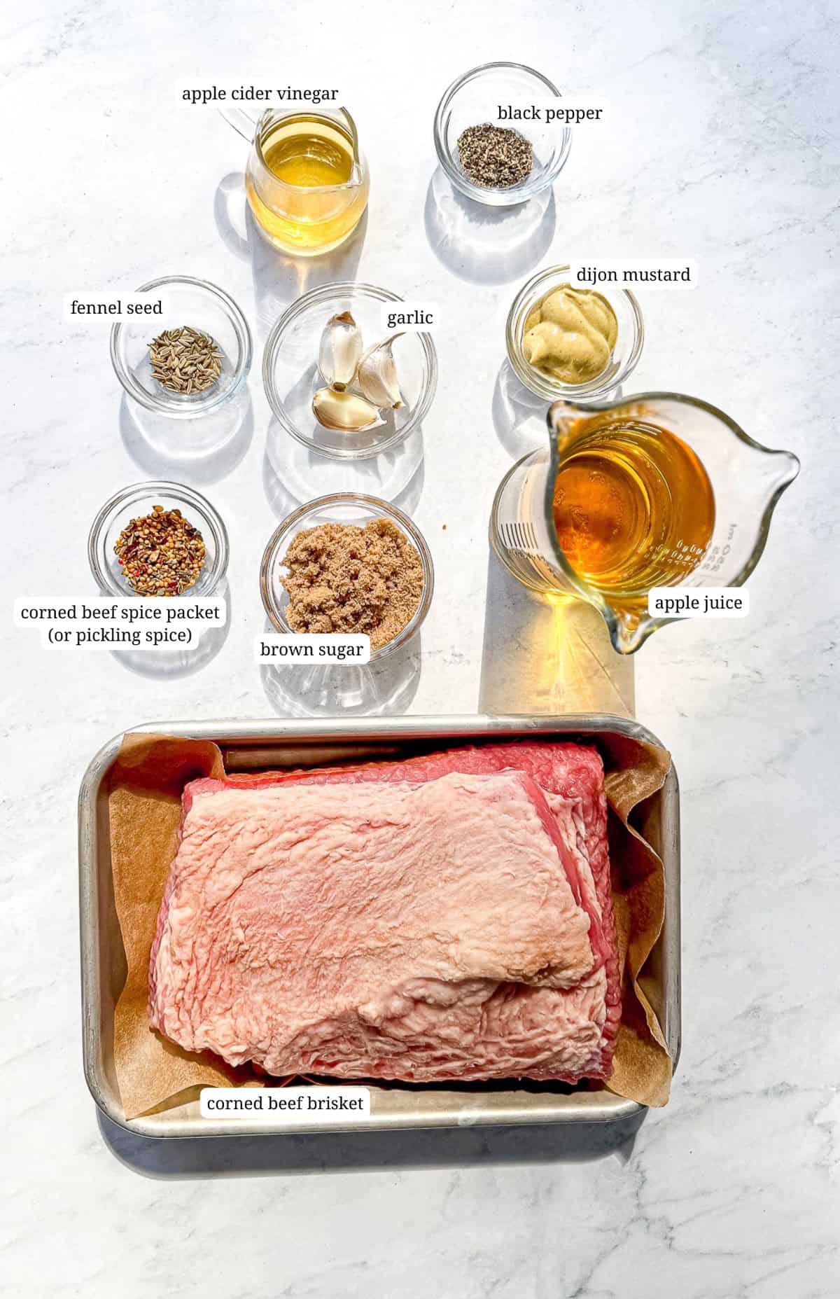 Ingredients needed to make crispy corned beef.