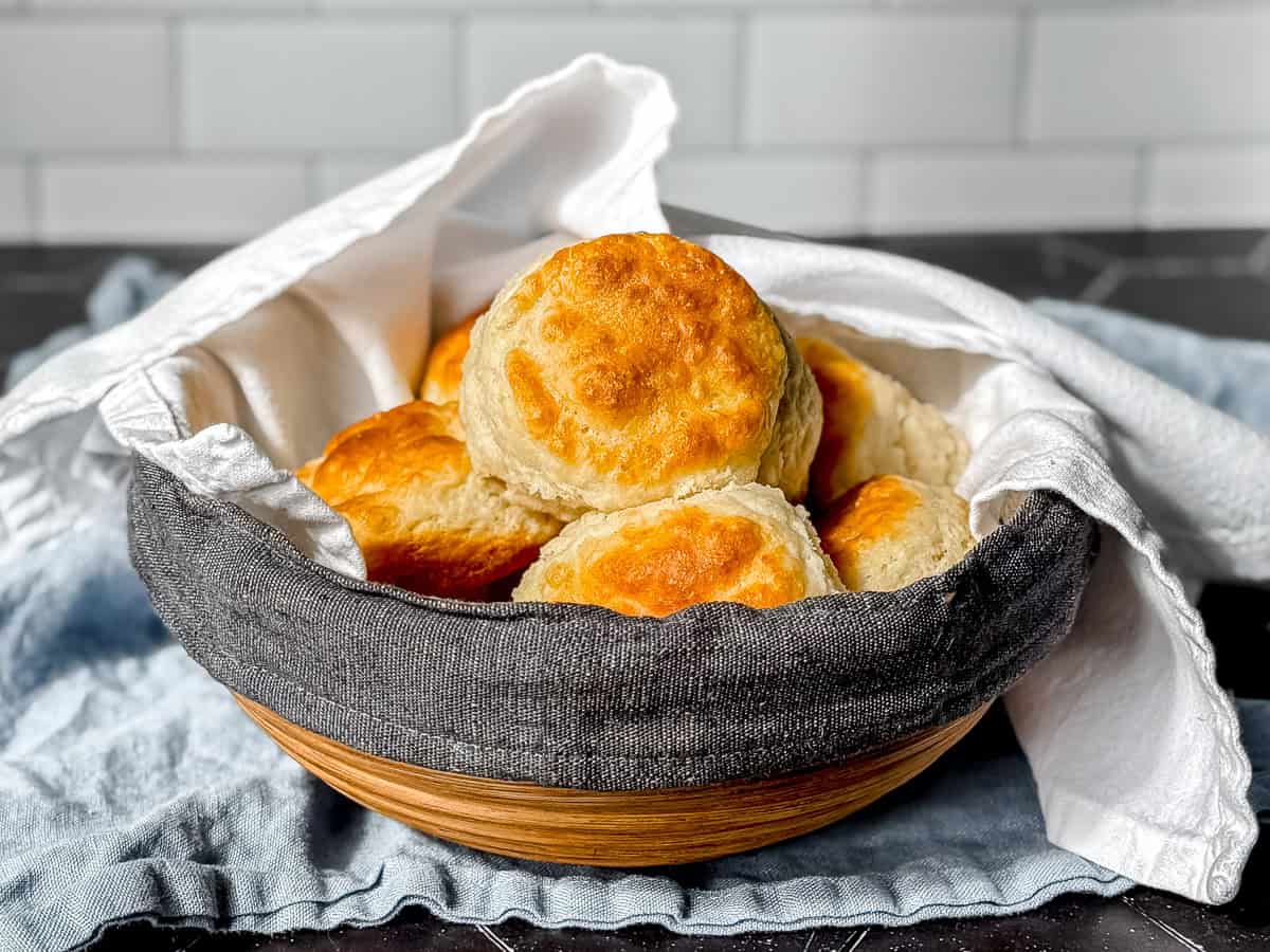 A basket of soft and fluffy cast-iron biscuits.