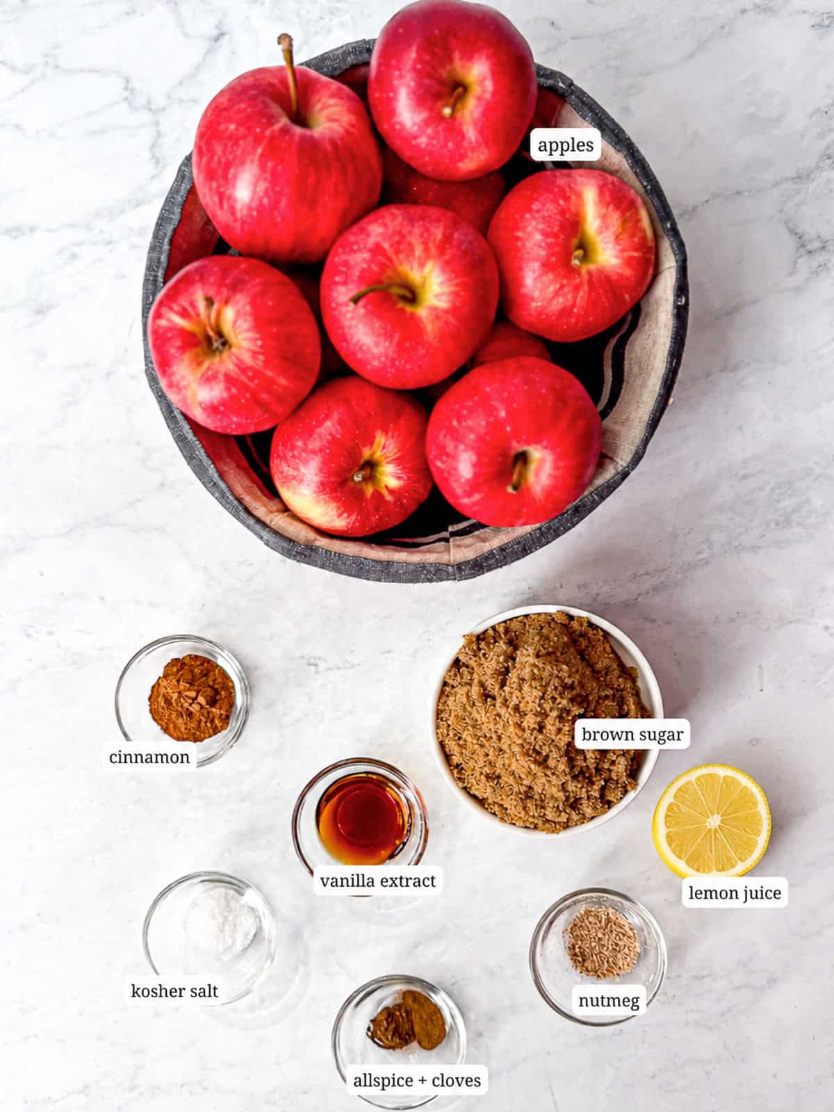Ingredients needed to make apple butter.