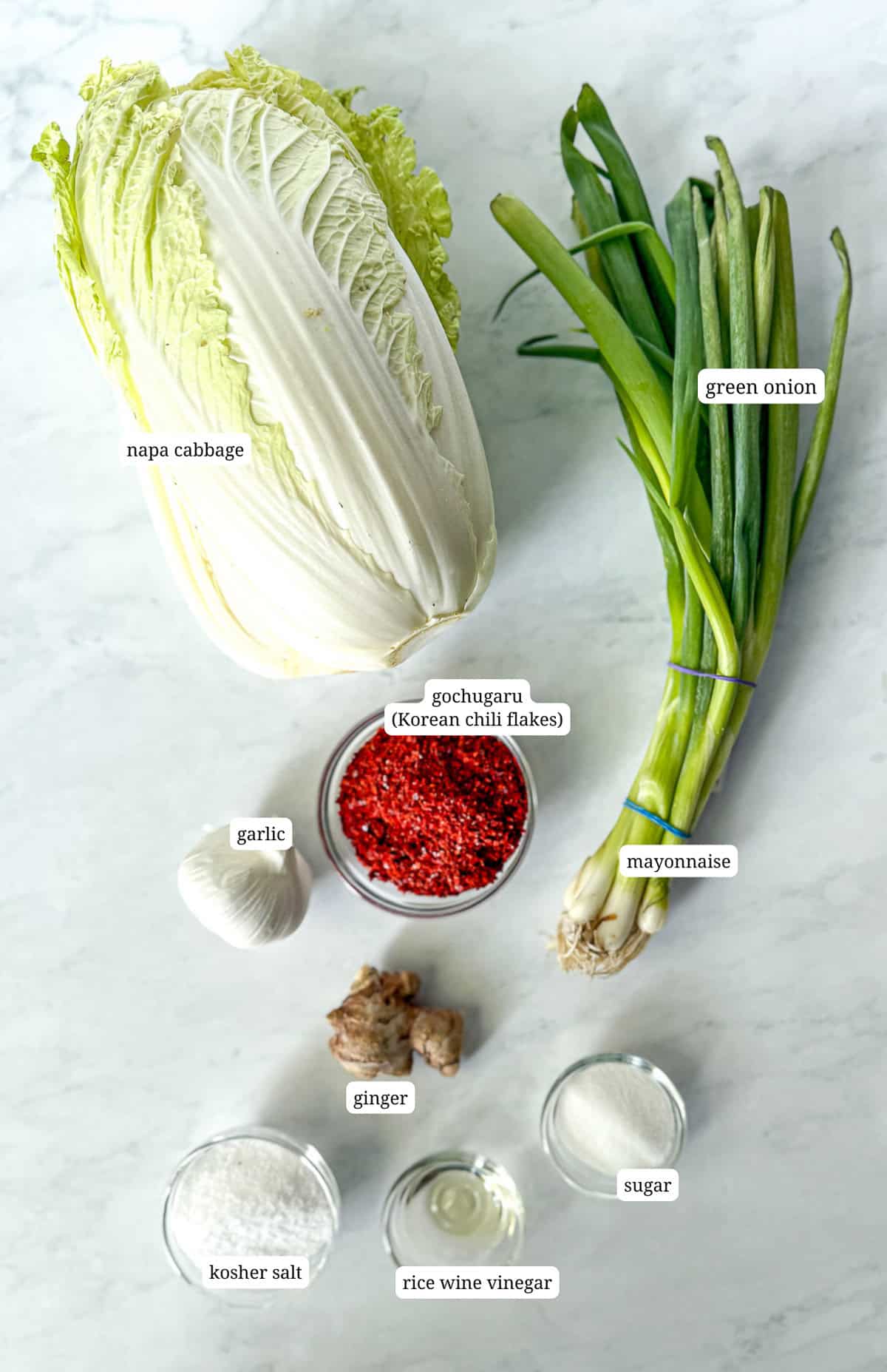 Ingredients needed to make my mom's simple kimchi.