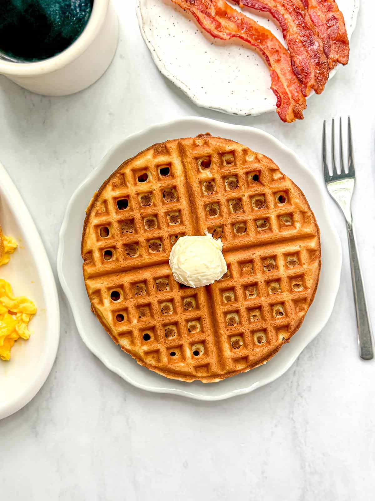 Waffle house waffles on a white plate.