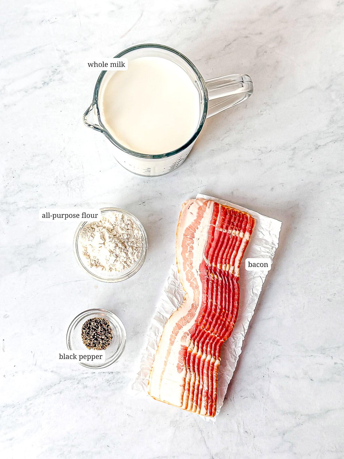 Ingredients for bacon gravy.