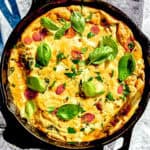 Italian frittata in a cast-iron pan.