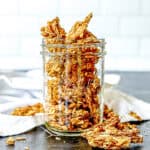 Granola in a mason jar.