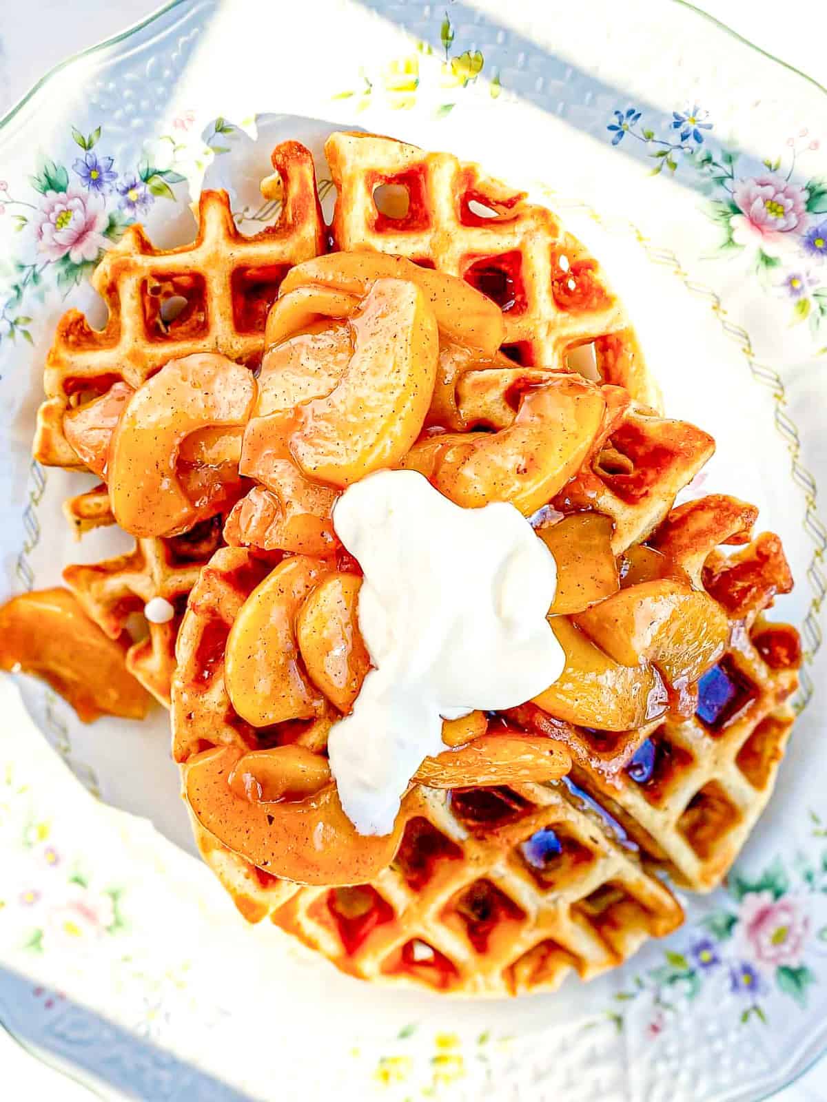 Chai waffles with maple apples.