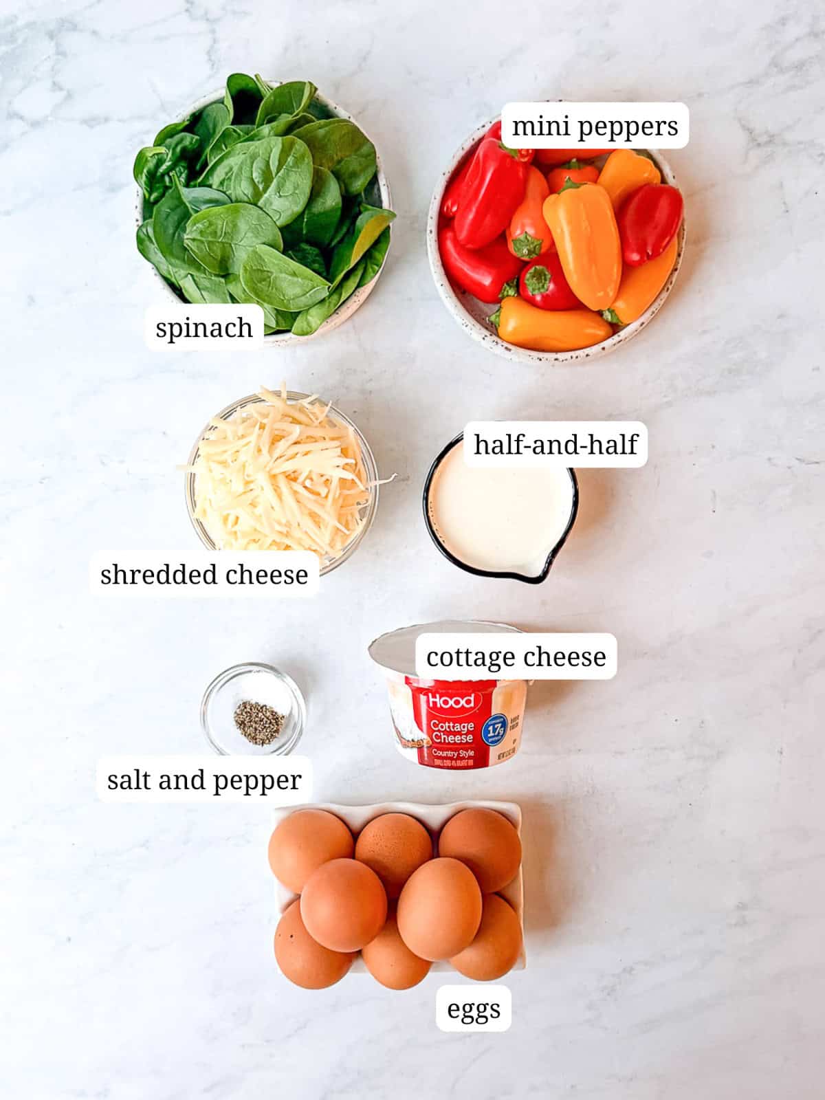 Ingredients needed to make sous vide egg bites.