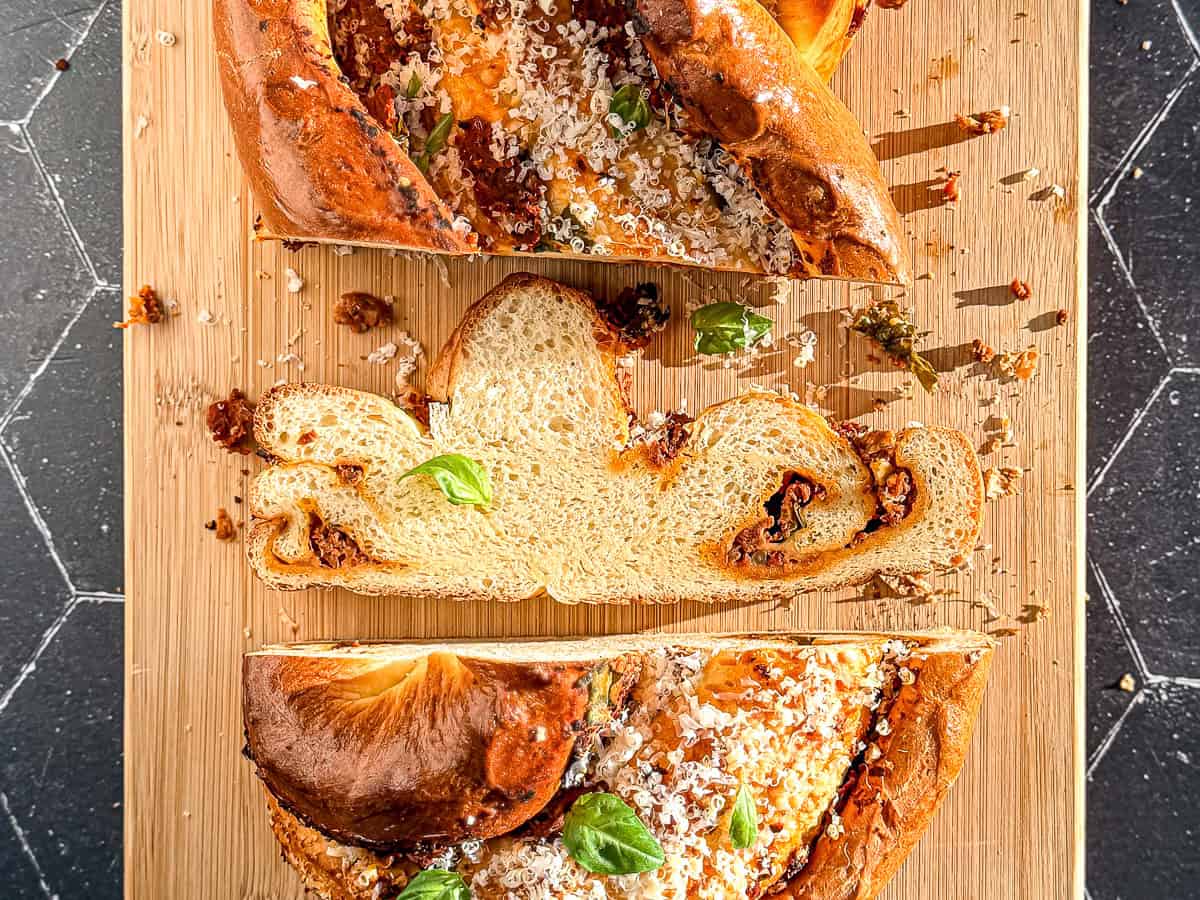 Close-up image of a slice of pane bianco.