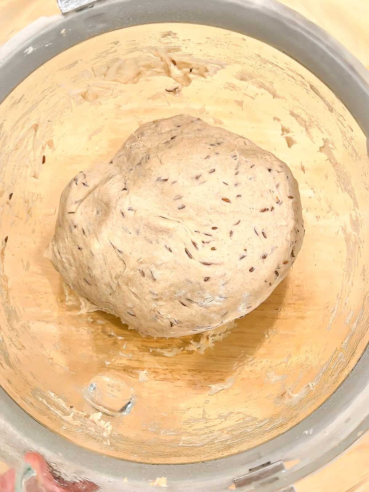 Rye bread dough before rising.