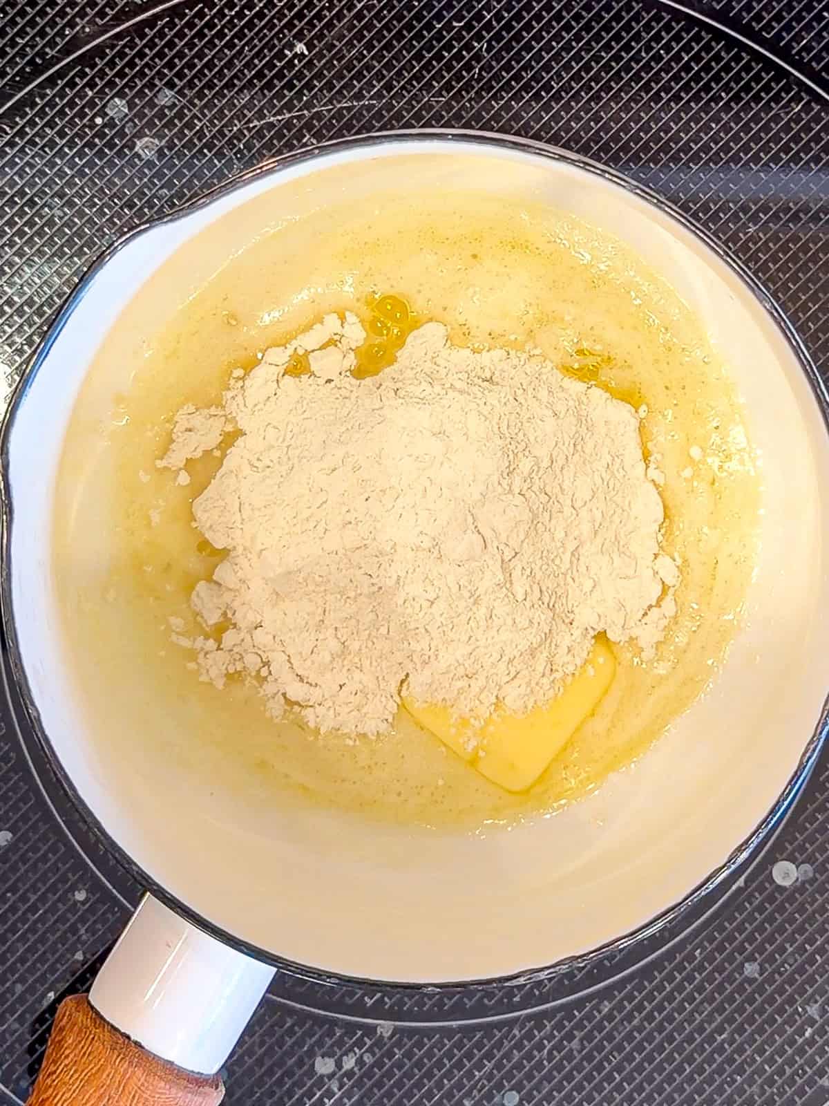 Flour and butter in a small sauce pan.