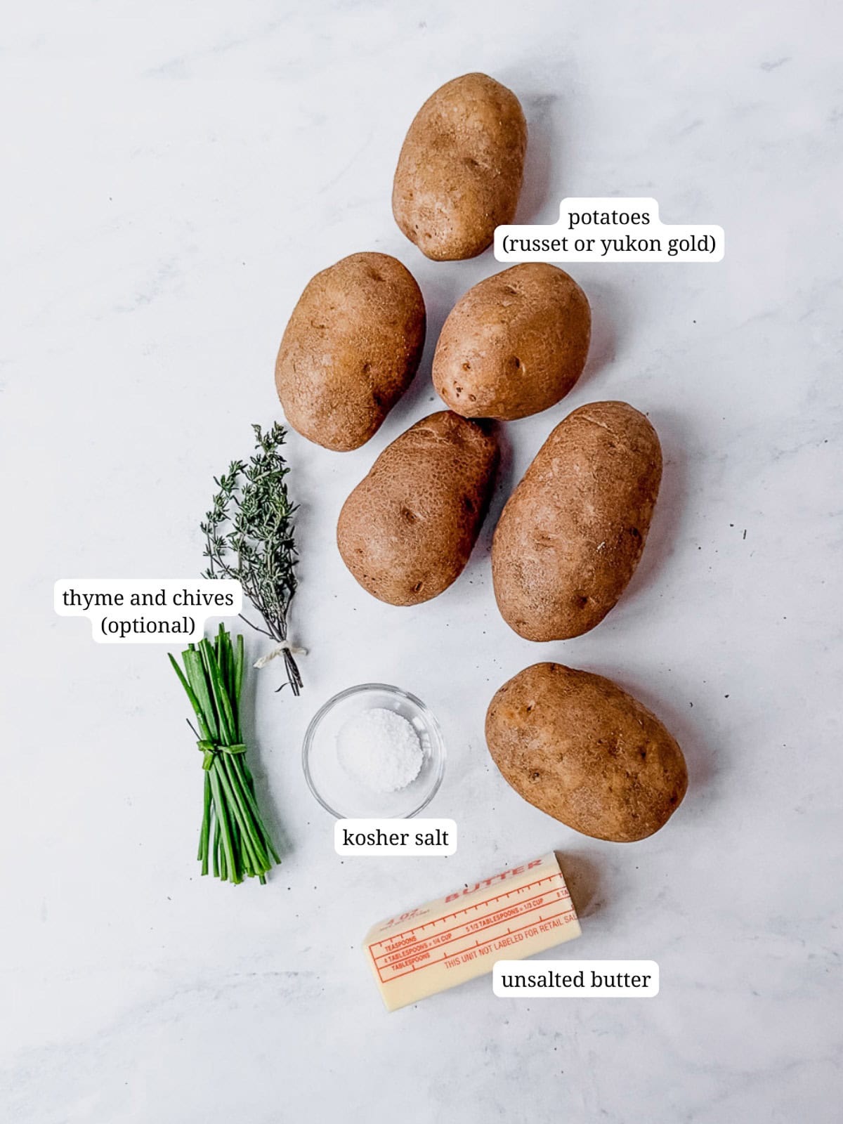 Image of ingredients needed to make sheet pan pommes anna.