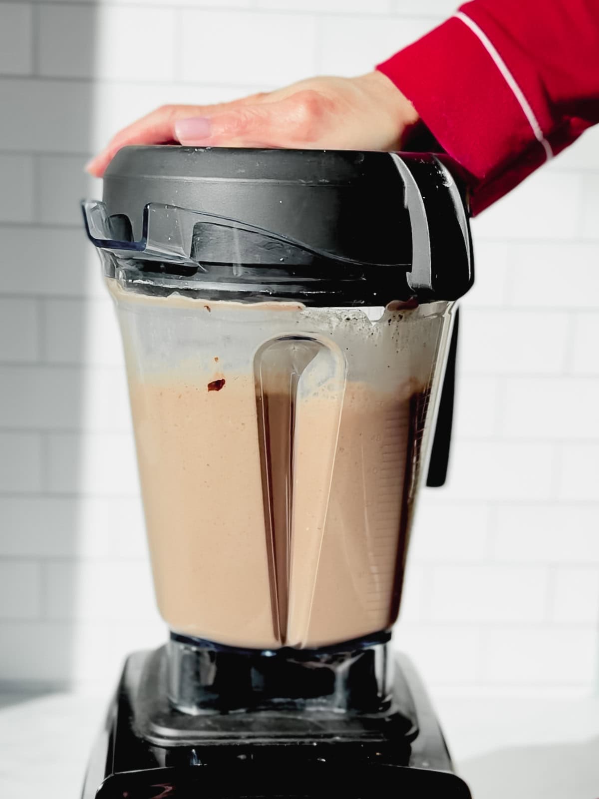 Blending a mocha Frappuccino.
