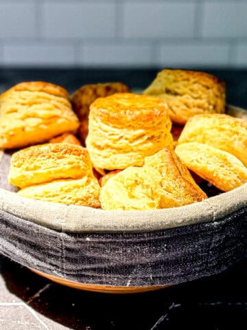 A basket of biscuits made with milk.