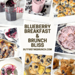 Image collage of blueberry breakfast and brunch dishes.