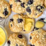 Blueberry muffin tops with lemon curd.