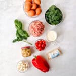 Ingredients needed to make an Italian frittata.