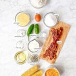 Ingredients needed to make jalapeño cornbread muffins.