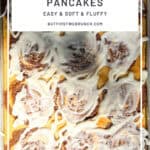 Cinnamon roll sheet pan pancakes Pinterest image.