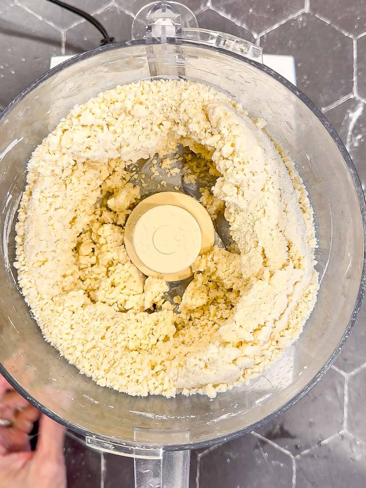 Making a pie dough in a food processor.